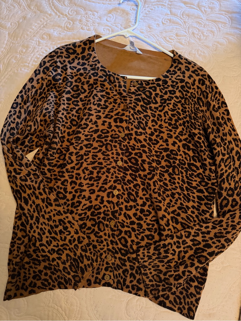 Time and Tru Leopard Print Cardigan in Brown and Black